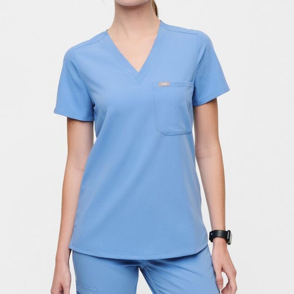 Figs Women's Catarina One-Pocket Scrub Top - Ceil Blue, Medium
